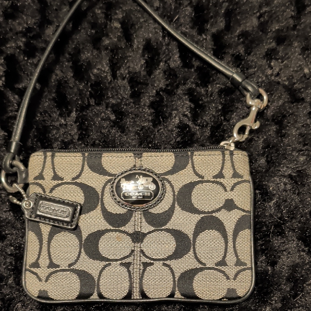 Coach Signature Black and Gray Wristlet